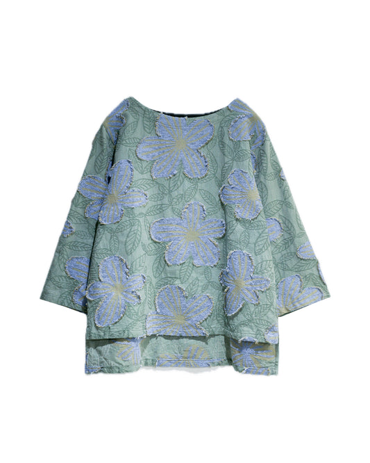 touch your view flower boat neck pull over green