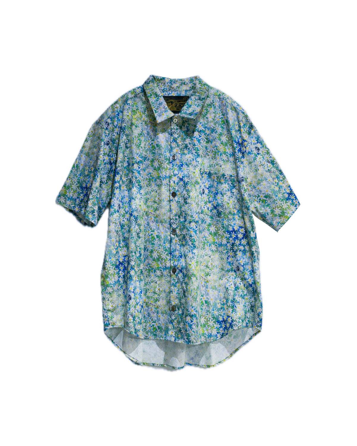 white flowers short sleeve shirt