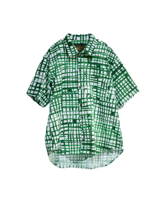 finger line short sleeve shirt green