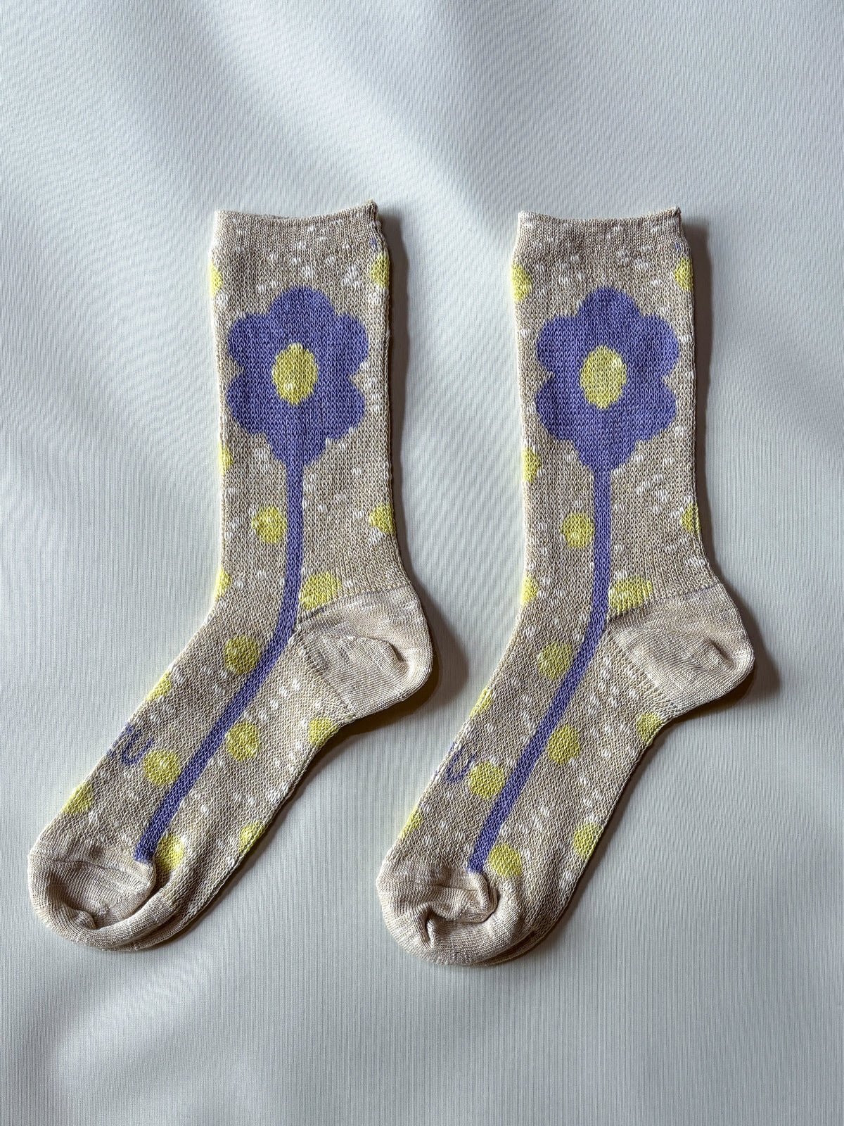 flower jacquard ソックス #ベージュ