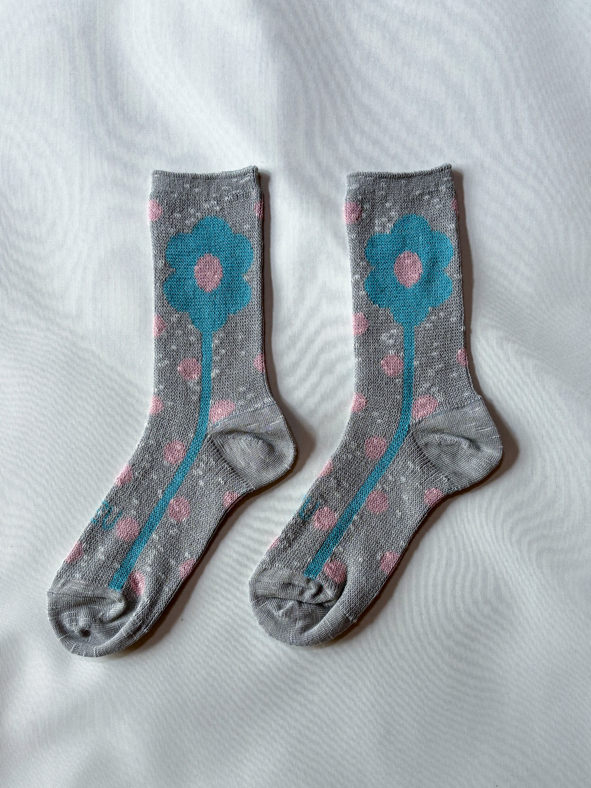 flower jacquard ソックス #グレー