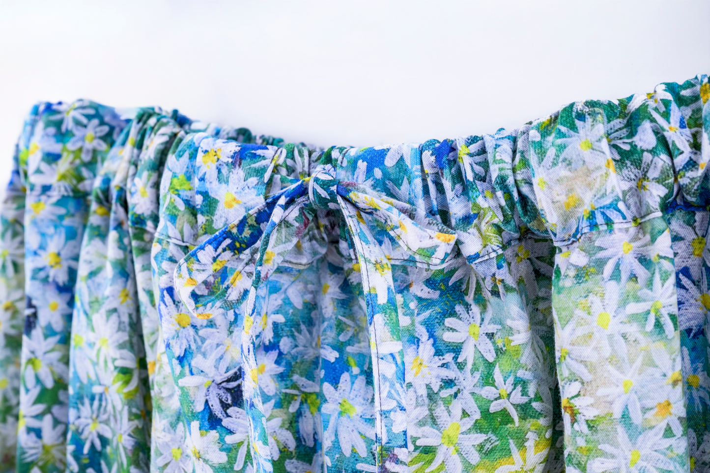 white flowers gathered skirt